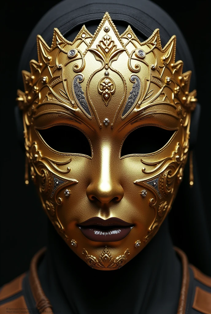 Generate a creative mask with a medieval period concept with golden details
