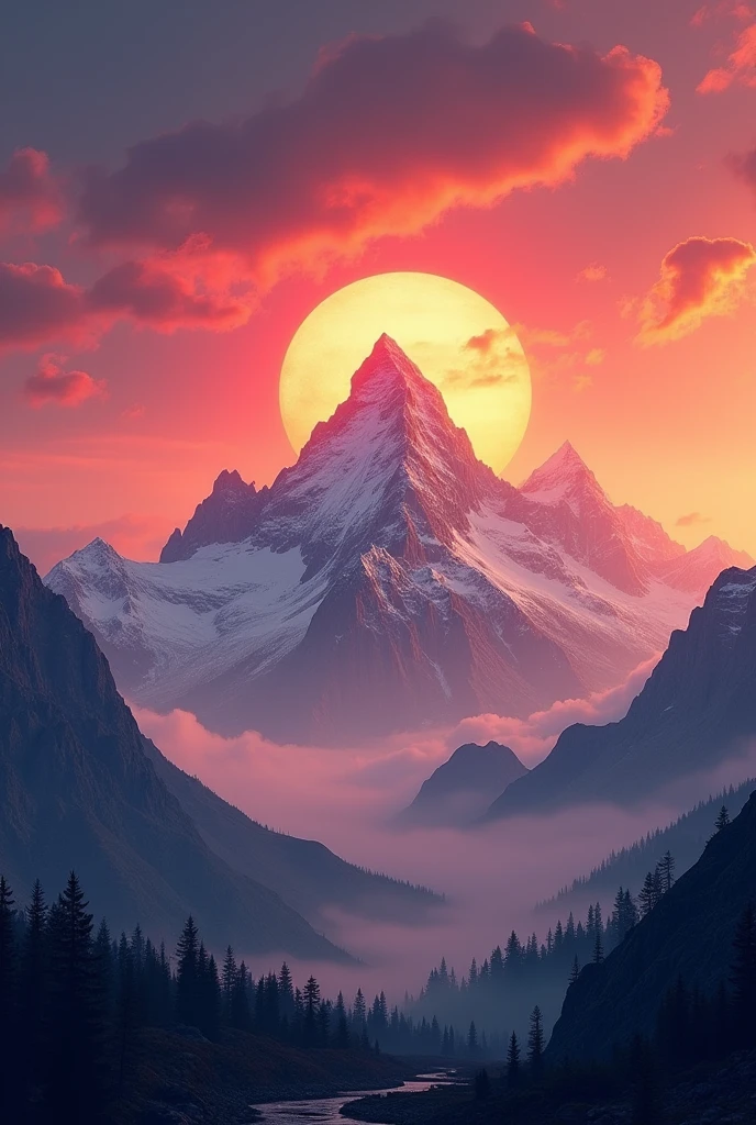 Put a mountain in the background and sunset