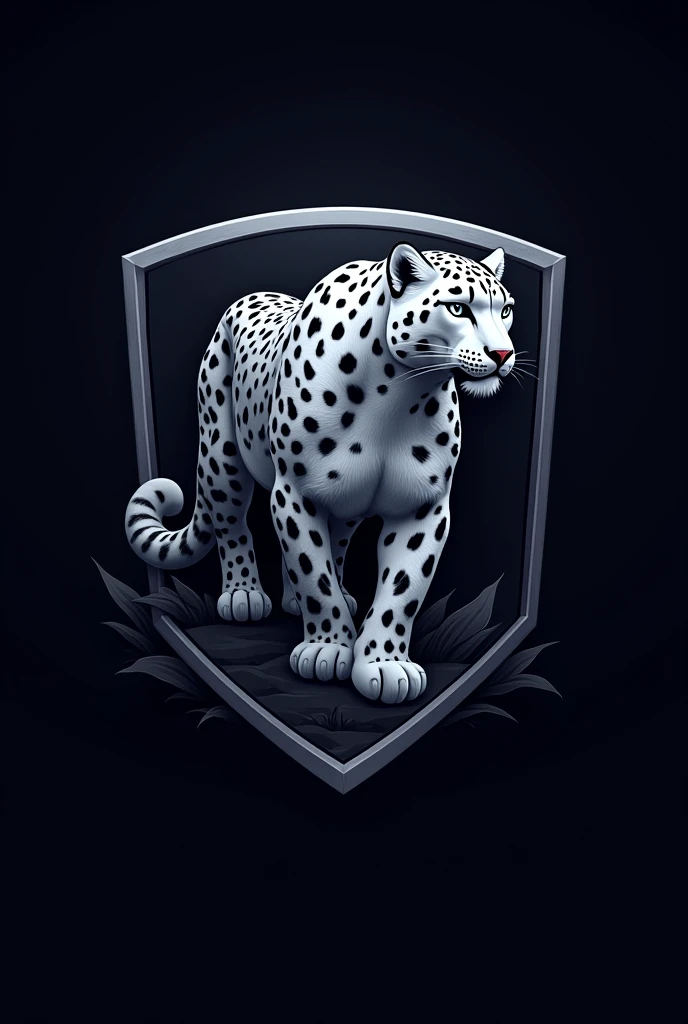 A gaming logo with snow leopard in it with black background
