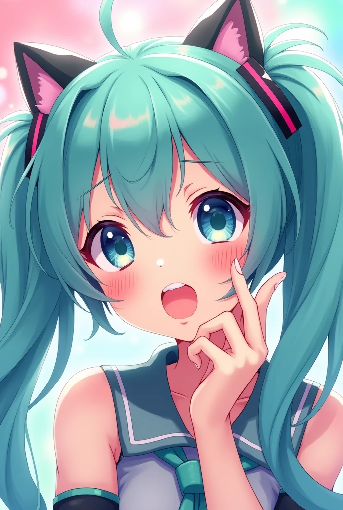 Hatsune miku doing mewing
