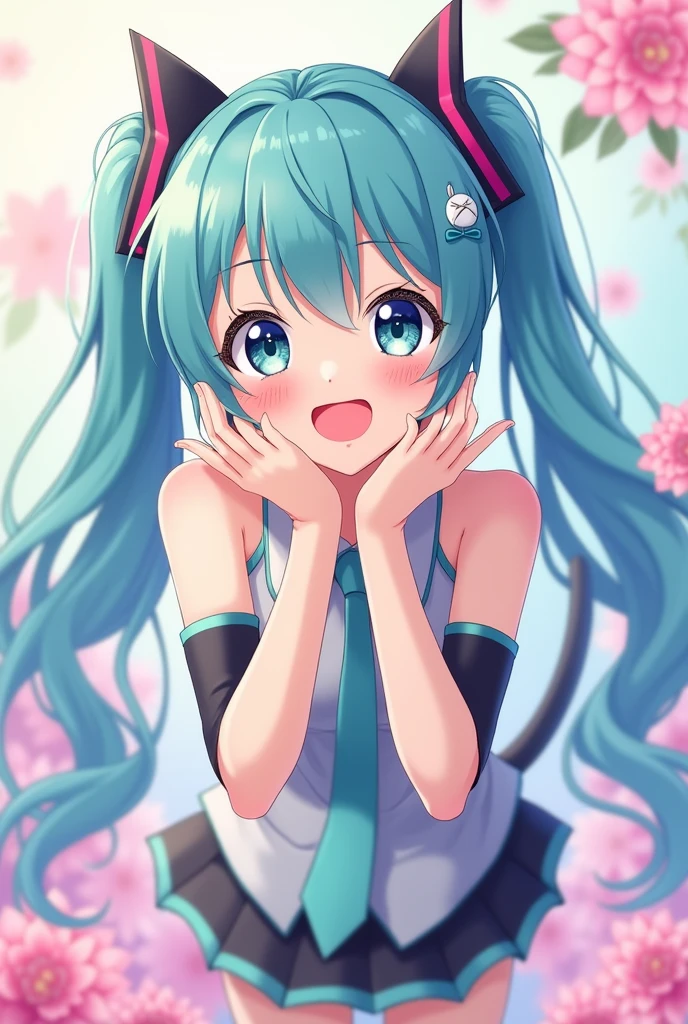 Hatsune miku doing mewing meme