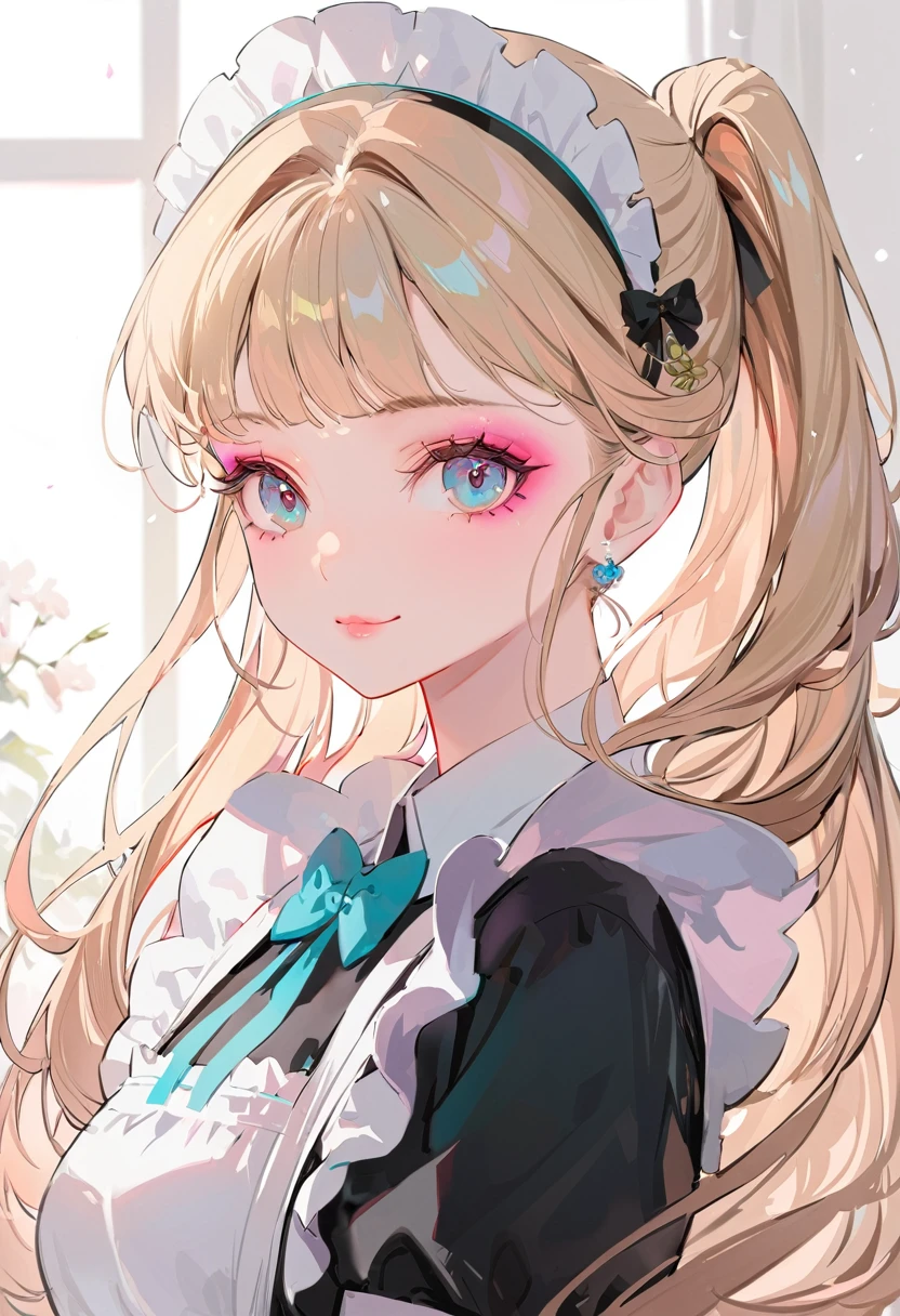 (maid:1.5),(Highest quality,Very detailed,High resolution:1.2),Beautiful girl with a perfect face,very_Long eyelashes, Detailed lips, A radiant smile, Soft Skin, Shiny Hair,Vibrant Background, Natural light,The cutest girl in the world,Exquisite makeup,Pouting