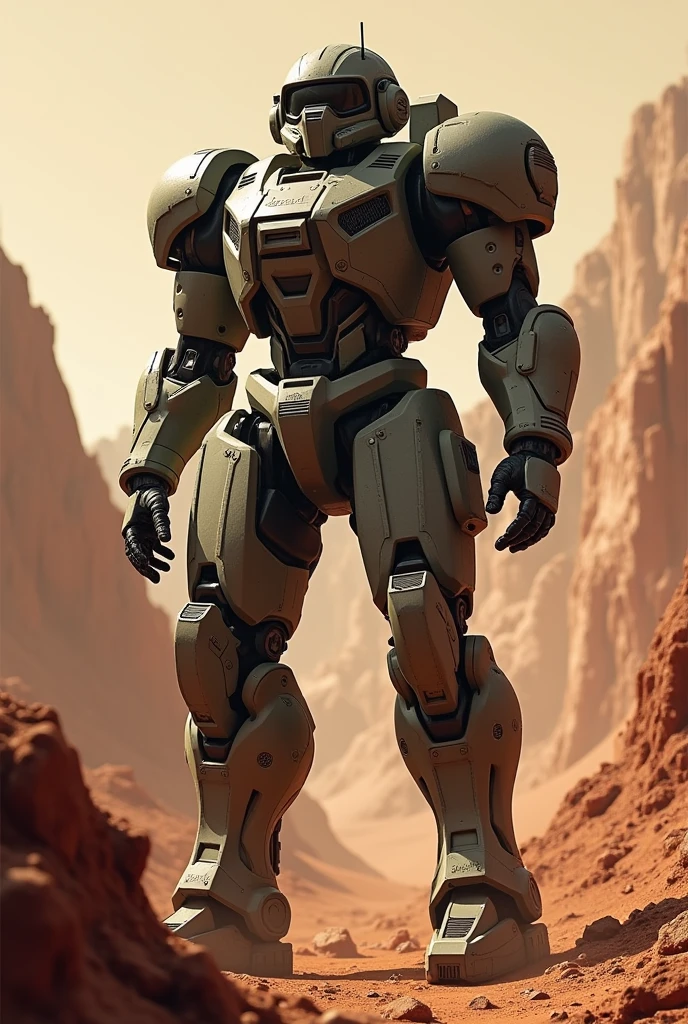 Shinji Aramaki's Starship Troopers : Invasion, Marauder suit Shinji Aramaki movie version, mars terrain, tactical pose