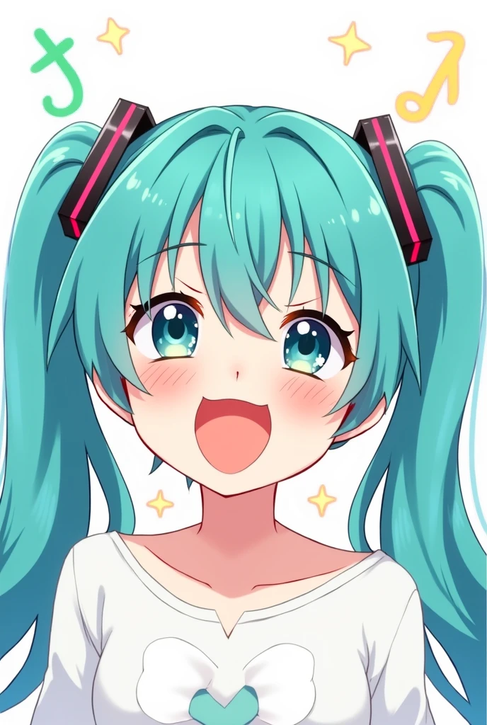 Hatsune miku laughing or making a funny face