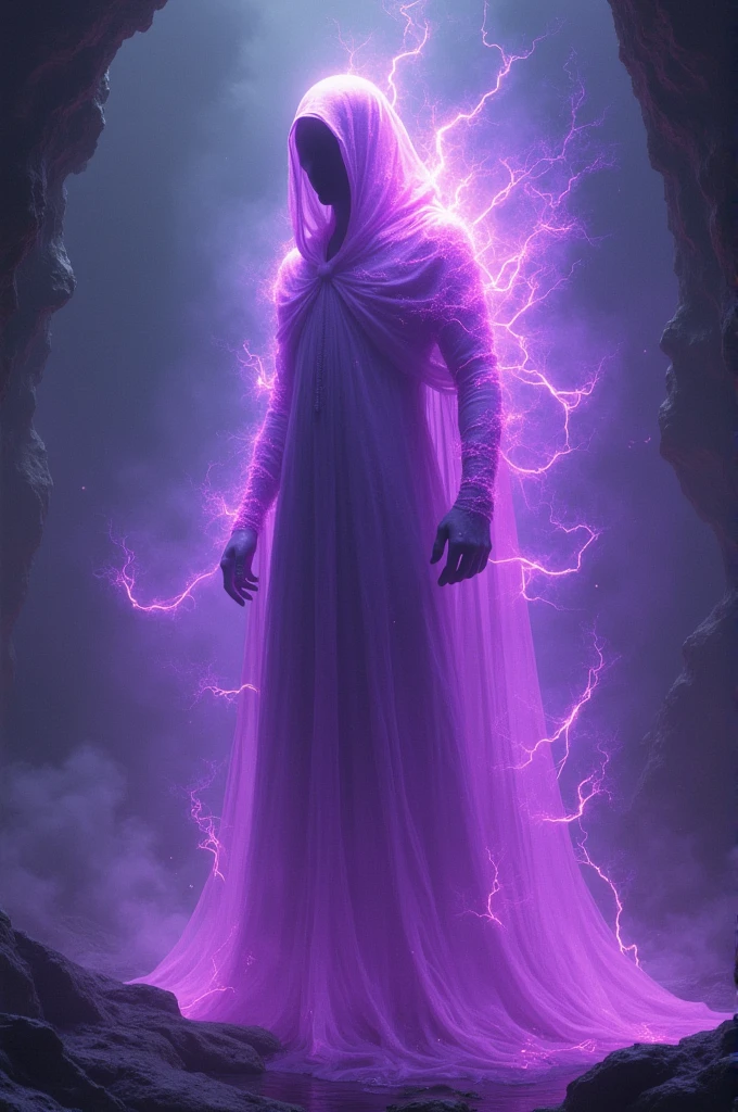 His aura spreads around his body and it is violet in color
