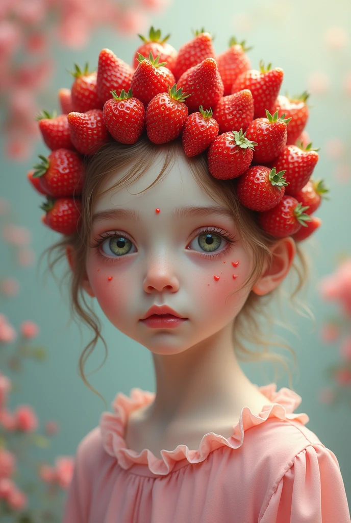 A girl with a brain made of strawberries
