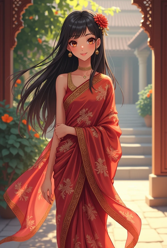 Bengali sari  and hotes anime girl