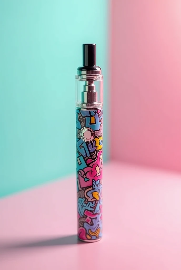 Disposable electronic cigarette,Graffiti style pattern on the transparent shell,Transparent cigarette holder,With metal decoration,Fresh color,creative,With electronic display,Pure product pictures are enough