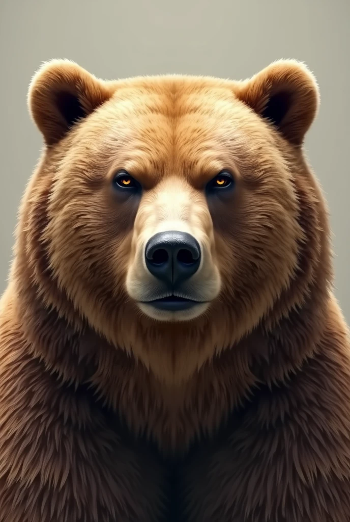 the face of a vain bear, with a neutral face,