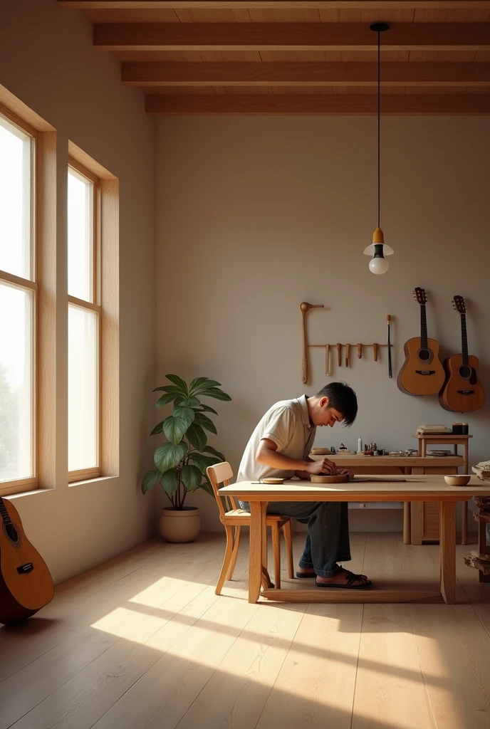 the minimal guitar shop. horizontal picture