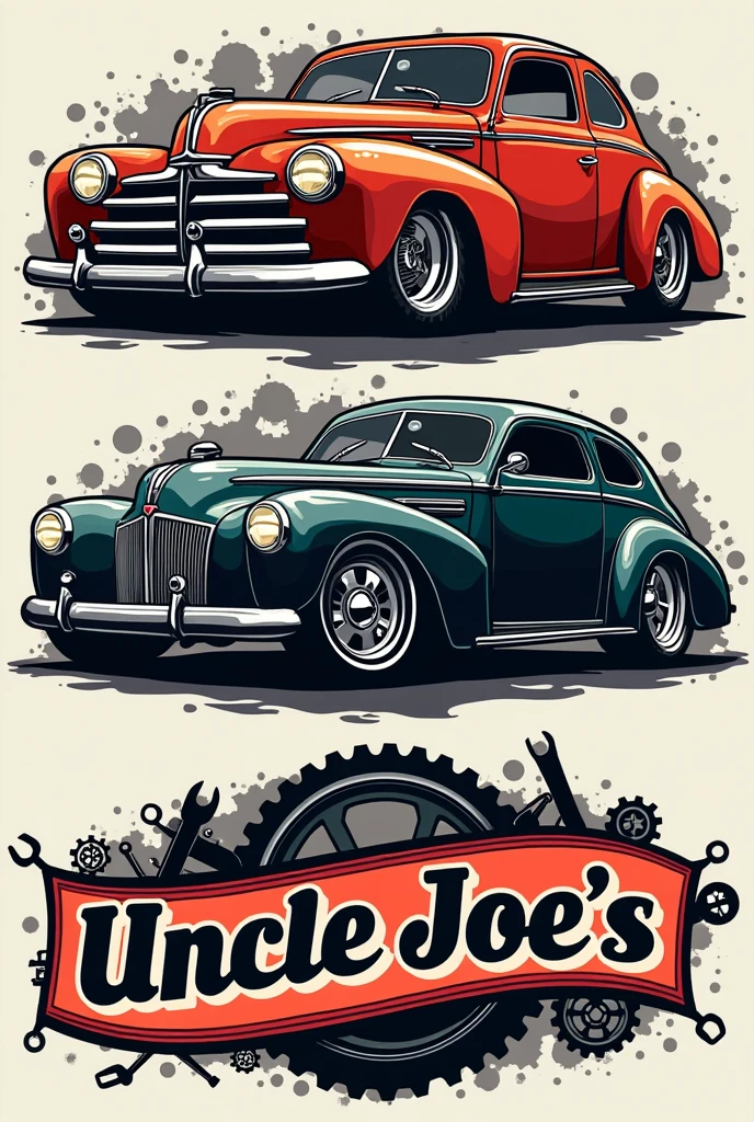 Create a logo for a car repair shop with the lettering (Uncle Joe's Custom's GmbH)