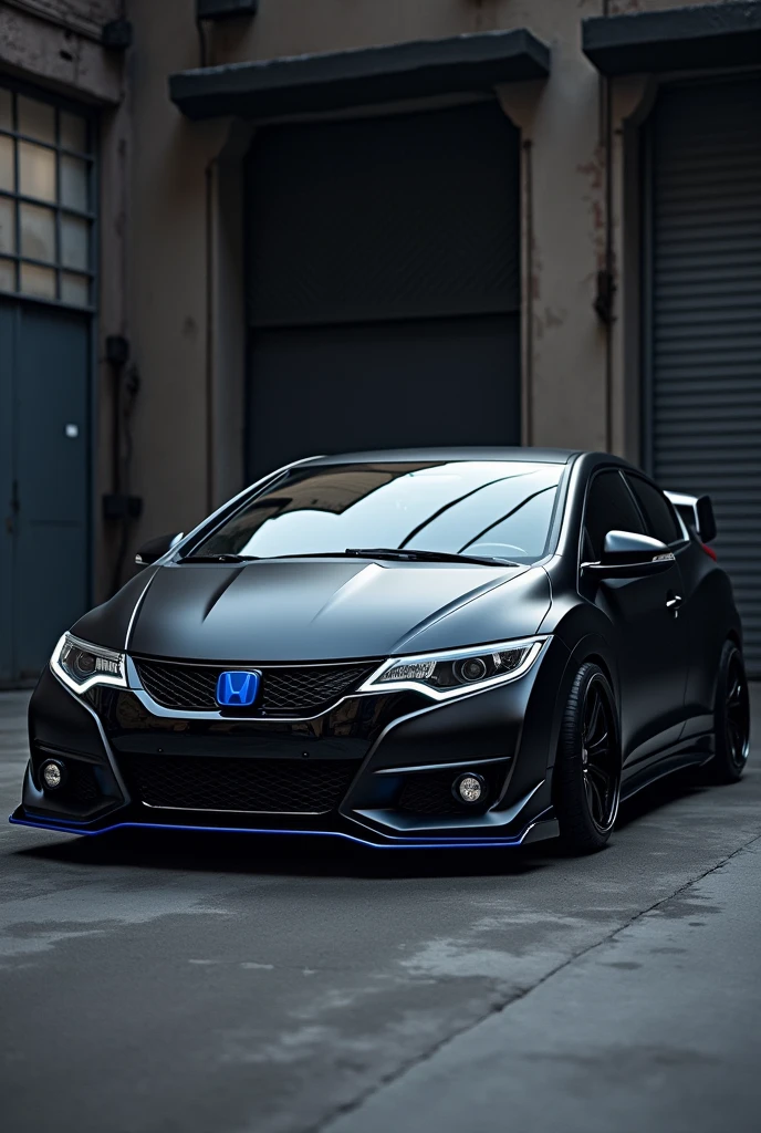 Honda civic fb 2012 in black doff and body kitt with blue tosca
