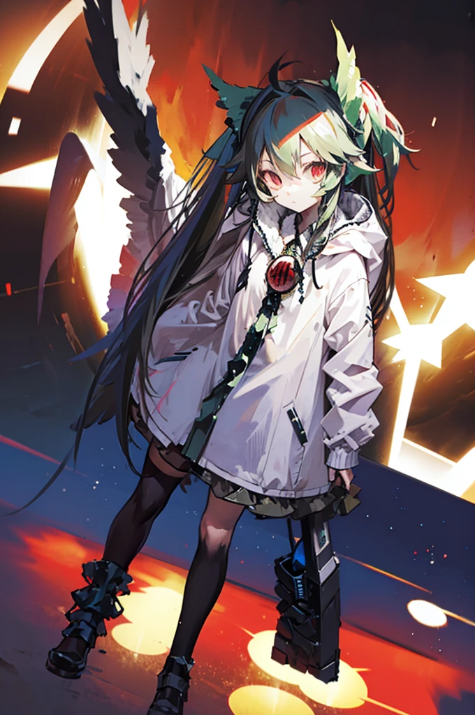 Reiuji Utsuho,parka,head phone,neon light,