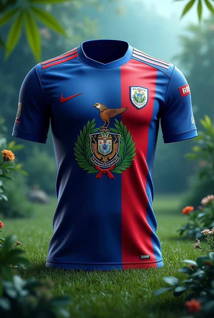 El Salvador soccer shirt with national emblem and torogoz