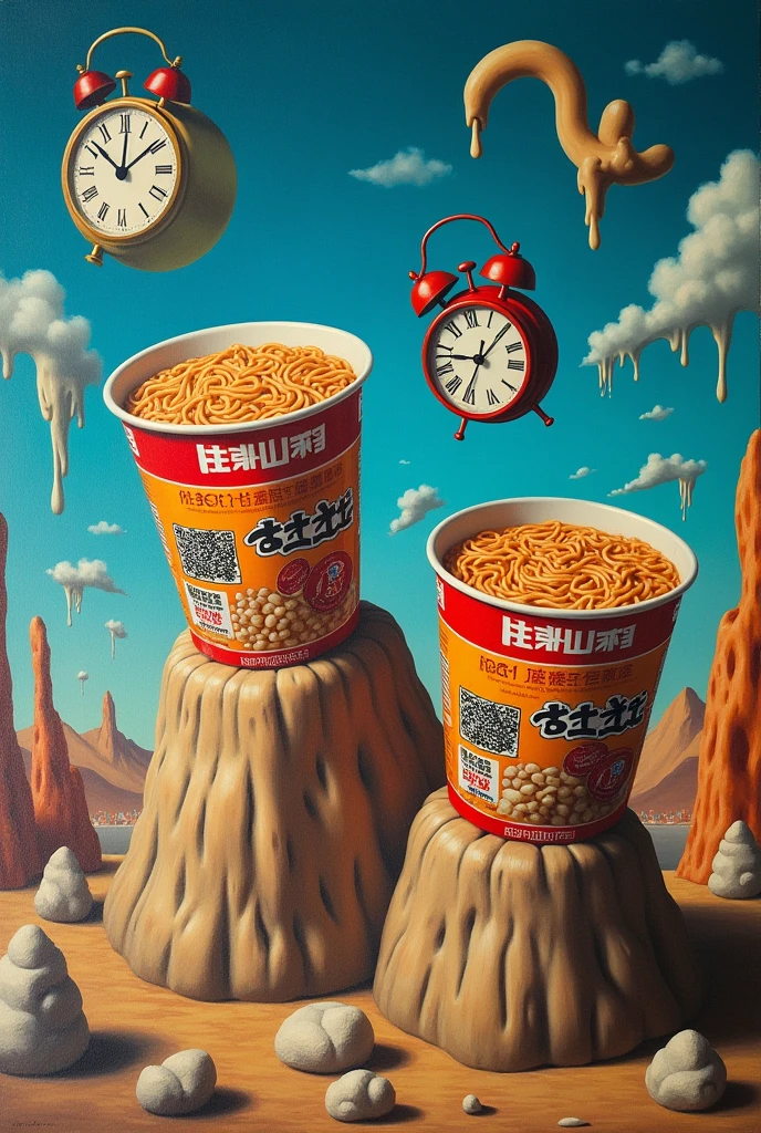 Dali style surrealist painting with Maruchan soup containers
