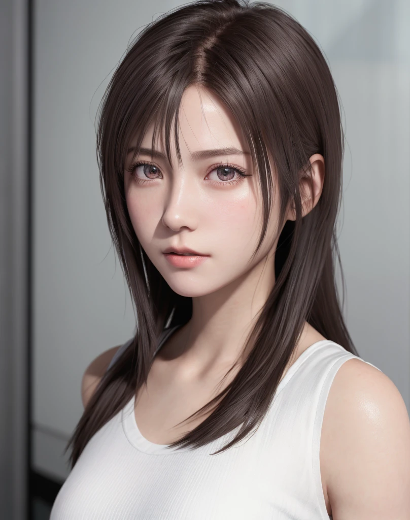 high quality picture, masutepiece, detailed hair texture, Detailed skin texture, Detailed Cloth Texture, 8K, Add fabric details, ultra detailed skin texture, ultra detailed photographic, Skin pores, Portrait of a girl, Wear a tank top, Add cloth details, High Ski...