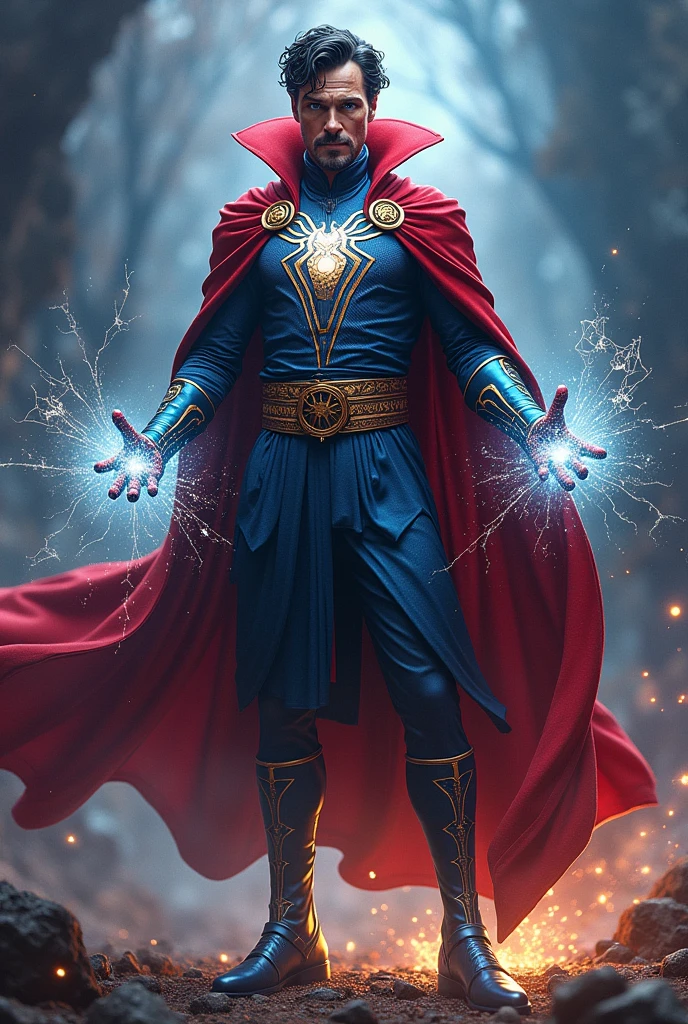 Please create a image of doctor strange DNA merge into Spider-Man DNA