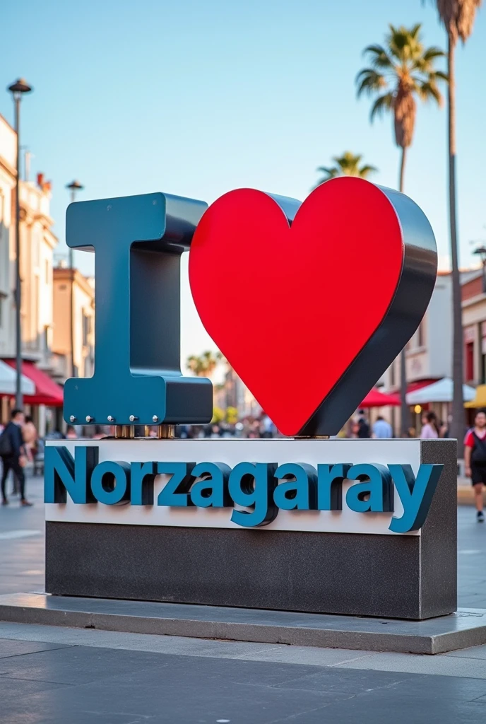 Can you make a " I ❤️ Norzagaray" viewtype with a viewdeck on the back of it, like humans can take a picture near at the "I ❤️ Norzagaray", make the image clear