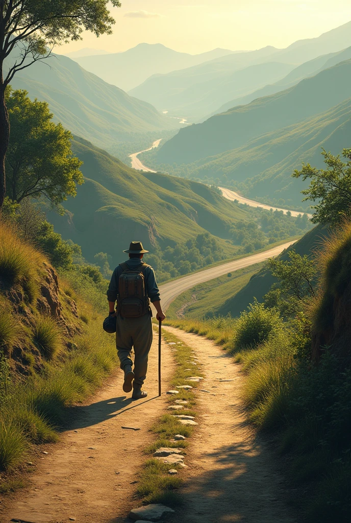 They saw a traveler walking along the road below."