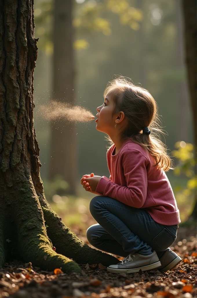 a girl giving blow job To tree root