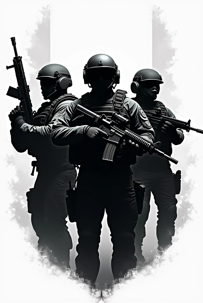 Design a logo of a country's national security soldiers it's known for rude and aggressive behavior 