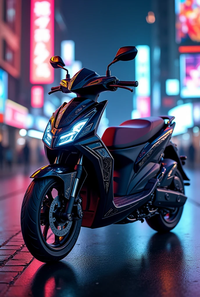 Honda dip Scooty modified on road with neon light