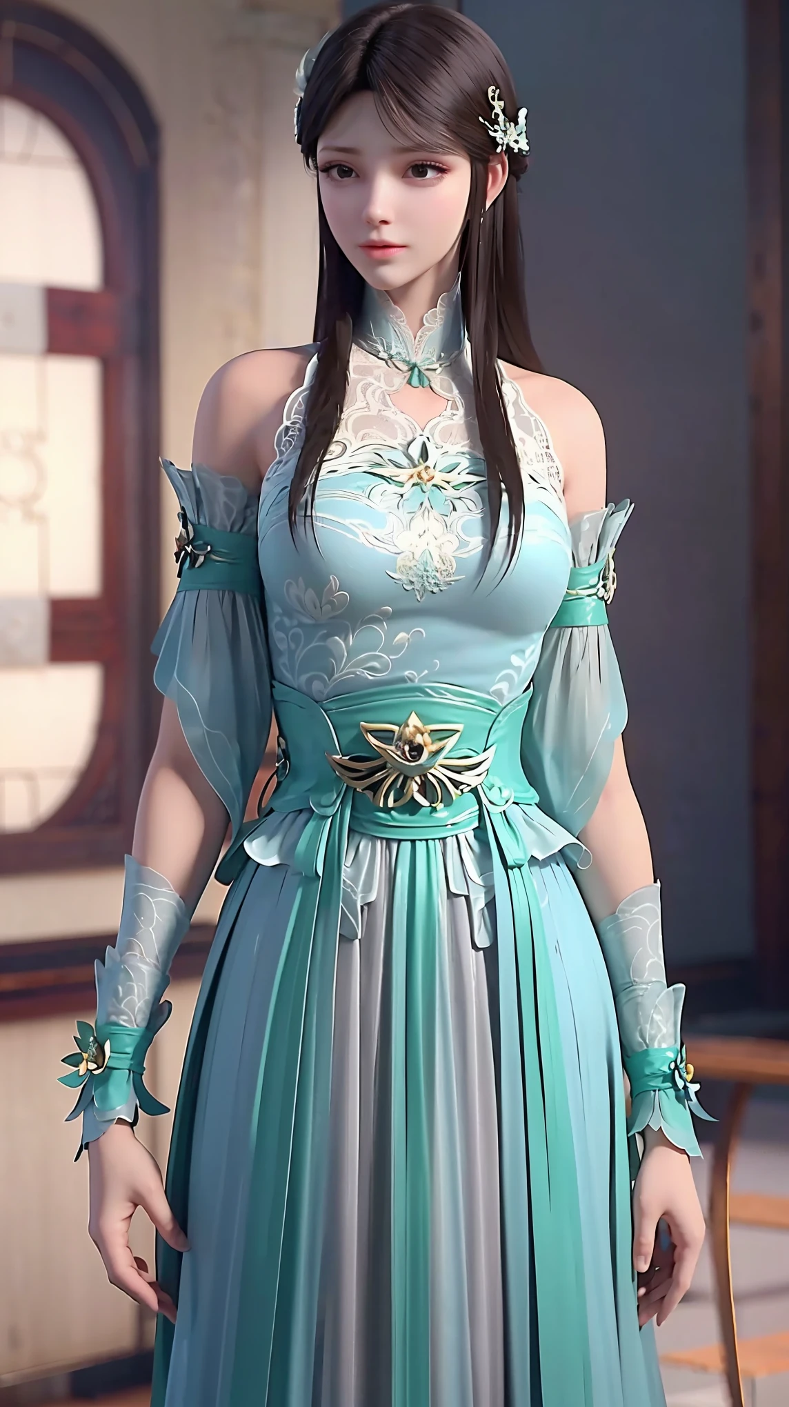 masterpiece,Best image quality,HD 8K Wallpaper,Nice photos,elegant single woman,circle skirt,Shining eyes,Every detail is perfect,A masterpiece of exquisite beauty,The beauty of purity and lightness,gentle and elegant,Attention to detail,Lace round skirt,immortal,huge,Full body capture