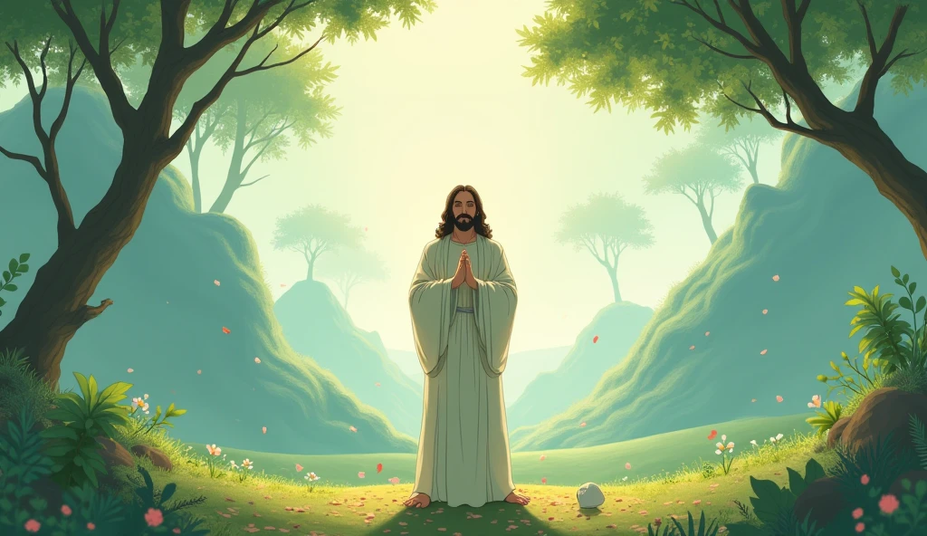 'Praying Jesus' in Ghibli style