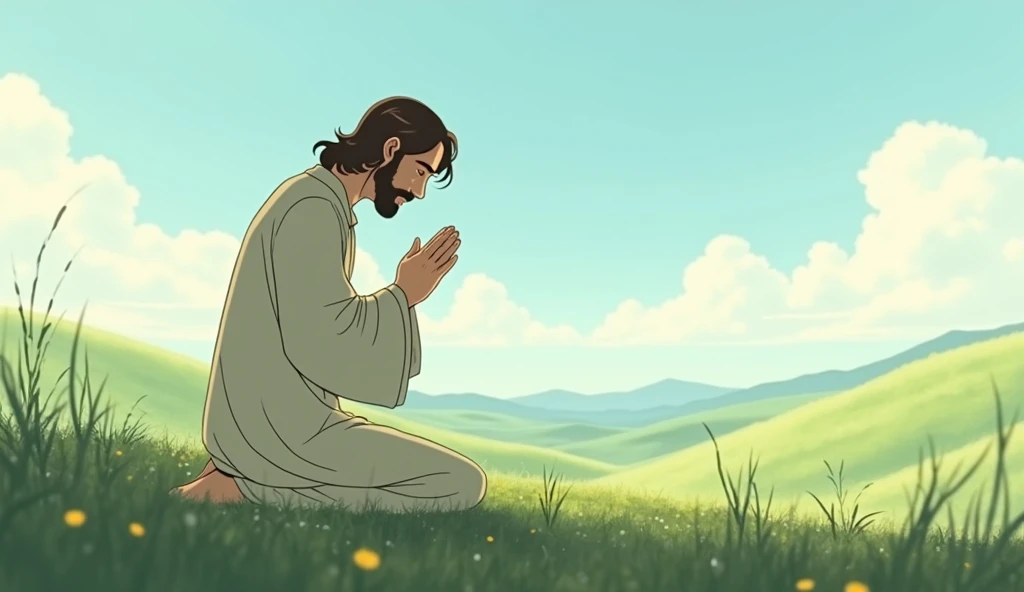 Ghibli-style &#39;Jesus Kneeling and Praying&#39;