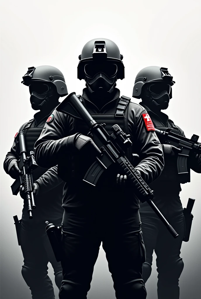 Design a logo of a country's national security soldiers it's known for rude and aggressive behavior