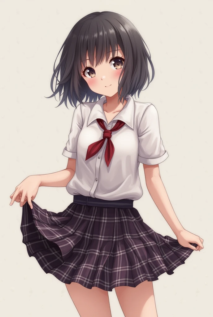 Generates a schoolgirl lifting her skirt