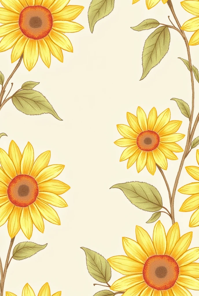 Sunflower wallpaper with pencil colour but not in yellow colour
