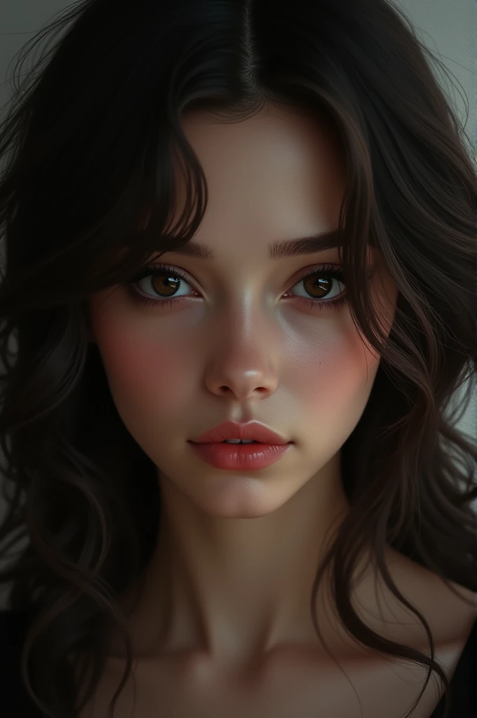 Brunette woman black eyes
