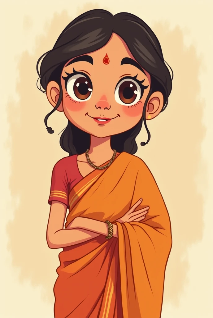 Simple cartoon indian mom full photo