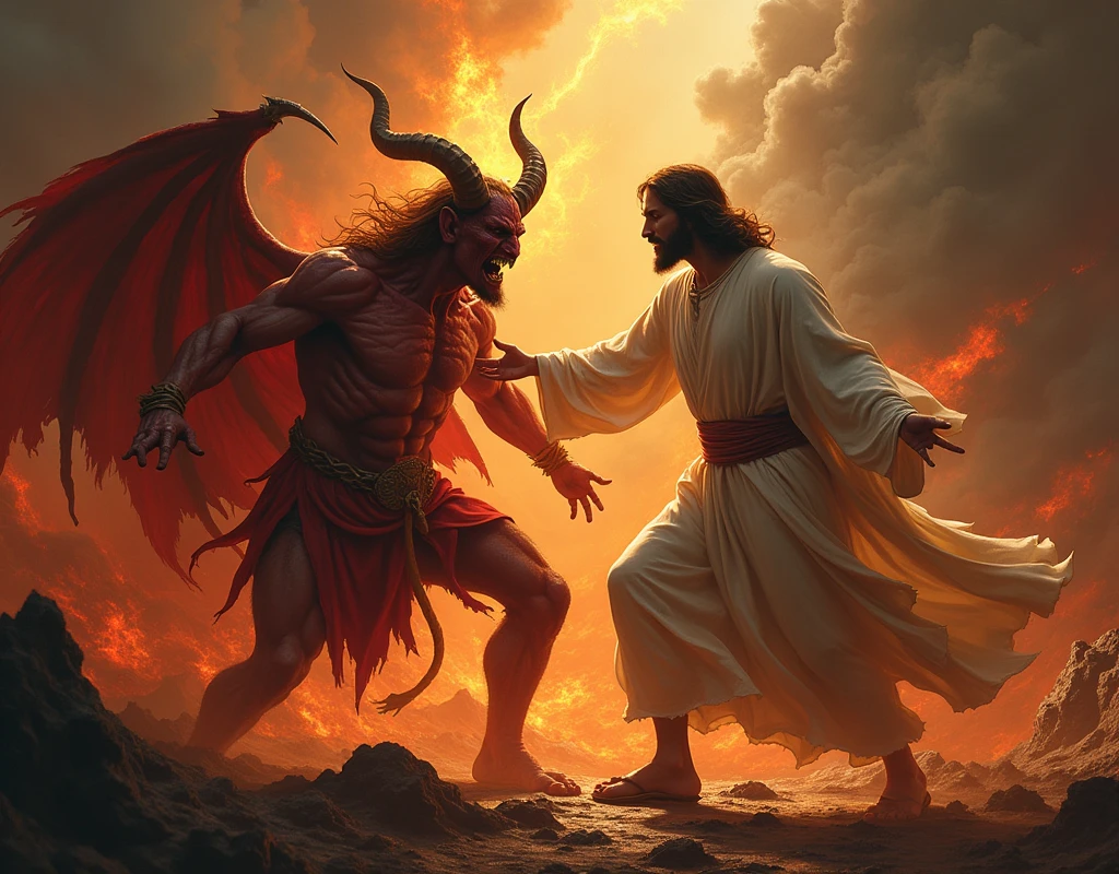 We need an image of Jesus killing the devil in hell and