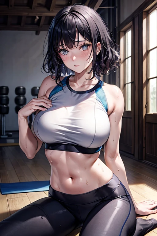 masterpiece, Highest quality, (Unreal Engine), reality, Super Resolution,  Very detailed, Complex, colorful, Clear images, Sharp focus, Digital Blending, 

Beautiful woman, Hyuuga Hinata, Big Breasts, Perfect Eyes, Beautiful Eyes, Perfect Face, Ultra detailed hair, Ultra detailed face, Very detailed lips, Vivid expression, Healthy Body, Beautifully detailed sweat glands, Smooth skin texture, Beautiful Skin, Carefully drawn,

((humidity:1.3), Sticky with sweat), (Wear a tight yoga suit, ,Hot Yoga, Sweat makes yoga wear transparent, Sweat accumulates on the floor), Dynamic pose, 

indoor, Hot Yoga Gym, (Shot on Sony α9, Dynamic Angle), 

