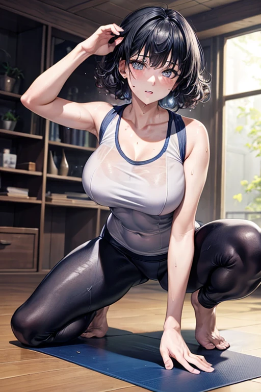 masterpiece, Highest quality, (Unreal Engine), reality, Super Resolution,  Very detailed, Complex, colorful, Clear images, Sharp focus, Digital Blending, 

Beautiful woman, Hyuuga Hinata, Big Breasts, Perfect Eyes, Beautiful Eyes, Perfect Face, Ultra detailed hair, Ultra detailed face, Very detailed lips, Vivid expression, Healthy Body, Beautifully detailed sweat glands, Smooth skin texture, Beautiful Skin, Carefully drawn,

((humidity:1.3), Sticky with sweat), (Wear a tight yoga suit, ,Hot Yoga, Sweat makes yoga wear transparent, Sweat accumulates on the floor), Dynamic pose, 

indoor, Hot Yoga Gym, (Shot on Sony α9, Dynamic Angle), 

