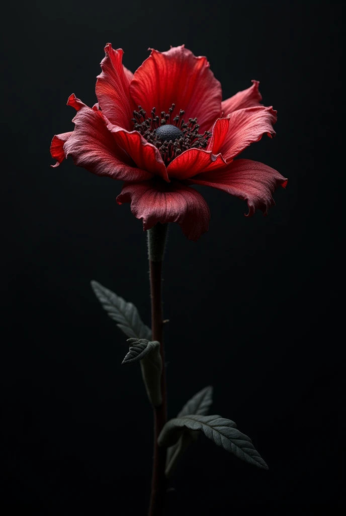 Fleur qui fane noir rouge sang