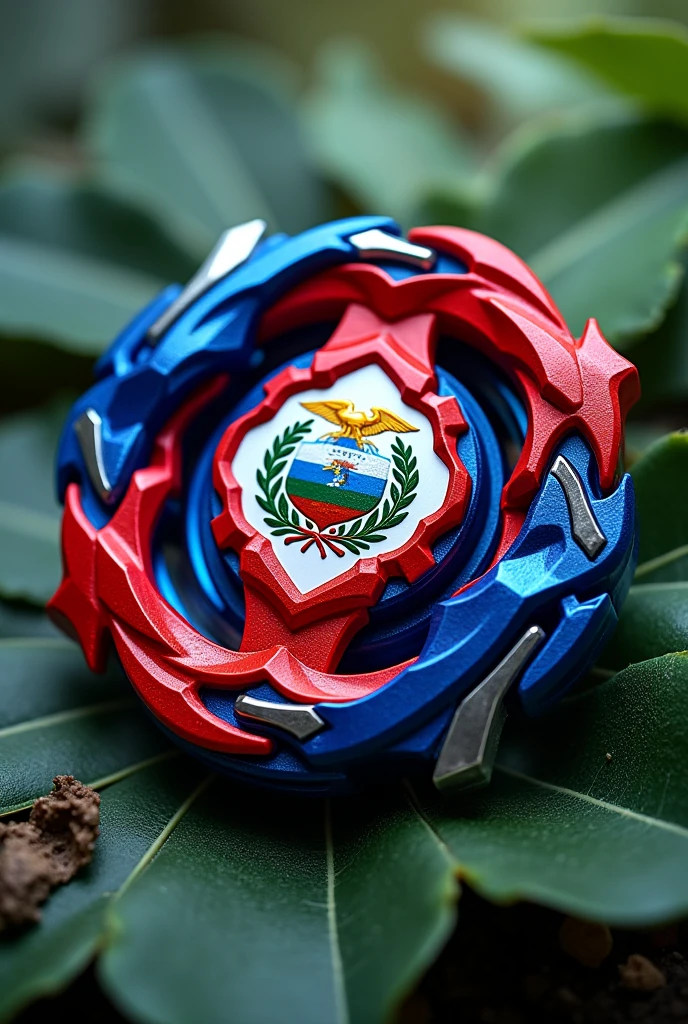 Beyblade with the colors of the Costa Rican flag and the coat of arms of Costa Rica