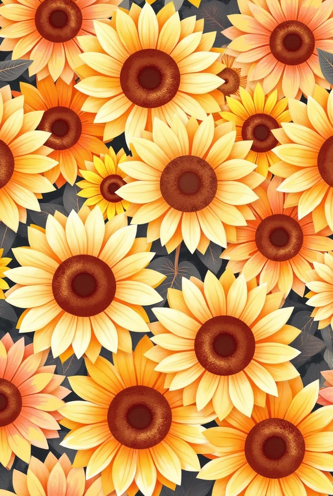 Lots of Sunflower wallpaper with water colour but not in yellow colour