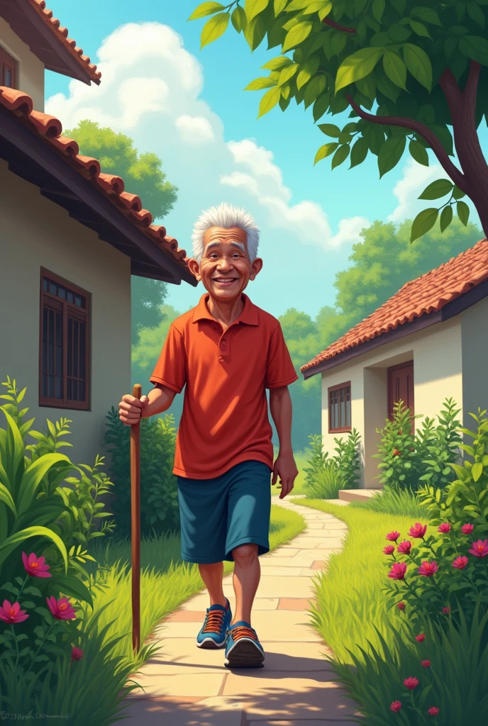 Describe how Mang Ramon’s 70yrs old determination and resourcefulness inspire his neighbors. They begin helping each other with gardening and teaching simple home exercises, leading to a stronger community overall.
