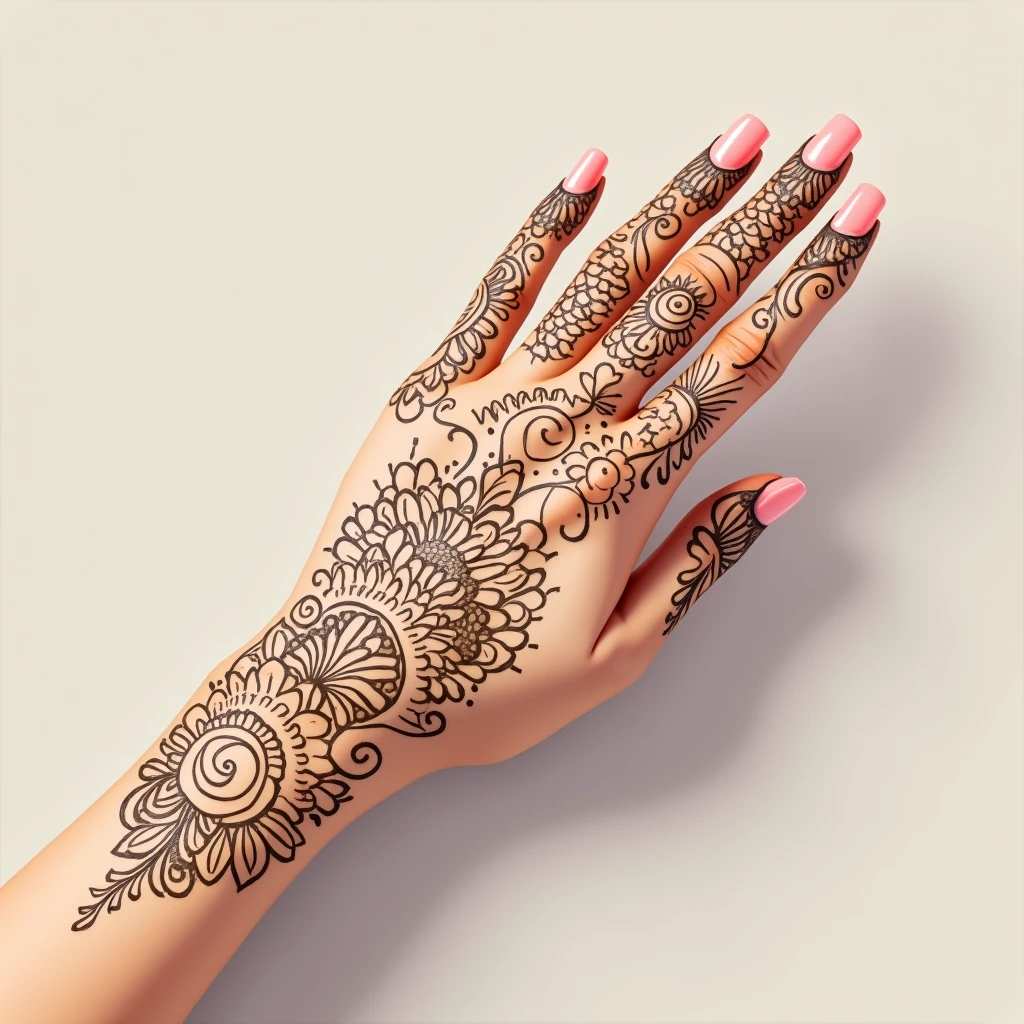 generate more Traditional mehndi design on hand