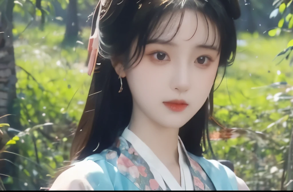 1 girl,beautiful, Floral Pattern, Radiant Skin, The gaze, Decorative clothing, Natural Lighting, Shallow view of deep, Romantic environment, Dreamy pastel tones, Peculiar details, Filming,(8K, original photo:1.2), best quality, Ultra-high resolution,CG Unity 8k Wallpaper,masterpiece,best quality,Very detailed