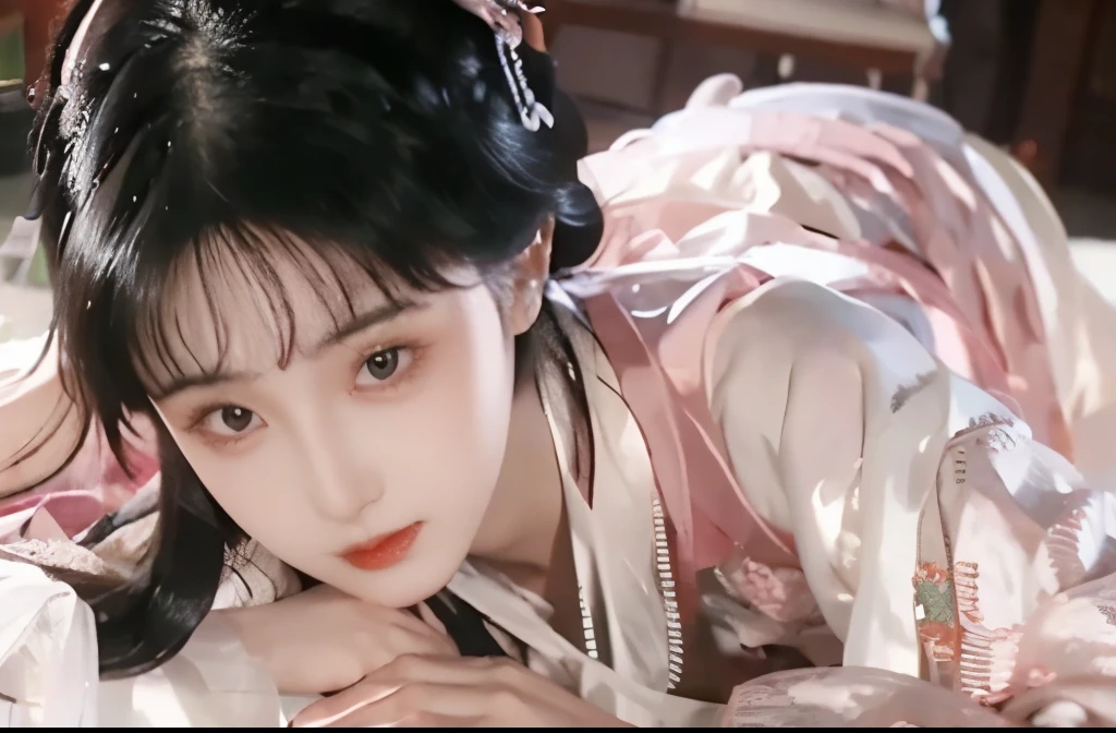 1 girl,beautiful, Floral Pattern, Radiant Skin, The gaze, Decorative clothing, Natural Lighting, Shallow view of deep, Romantic environment, Dreamy pastel tones, Peculiar details, Filming,(8K, original photo:1.2), best quality, Ultra-high resolution,CG Unity 8k Wallpaper,masterpiece,best quality,Very detailed