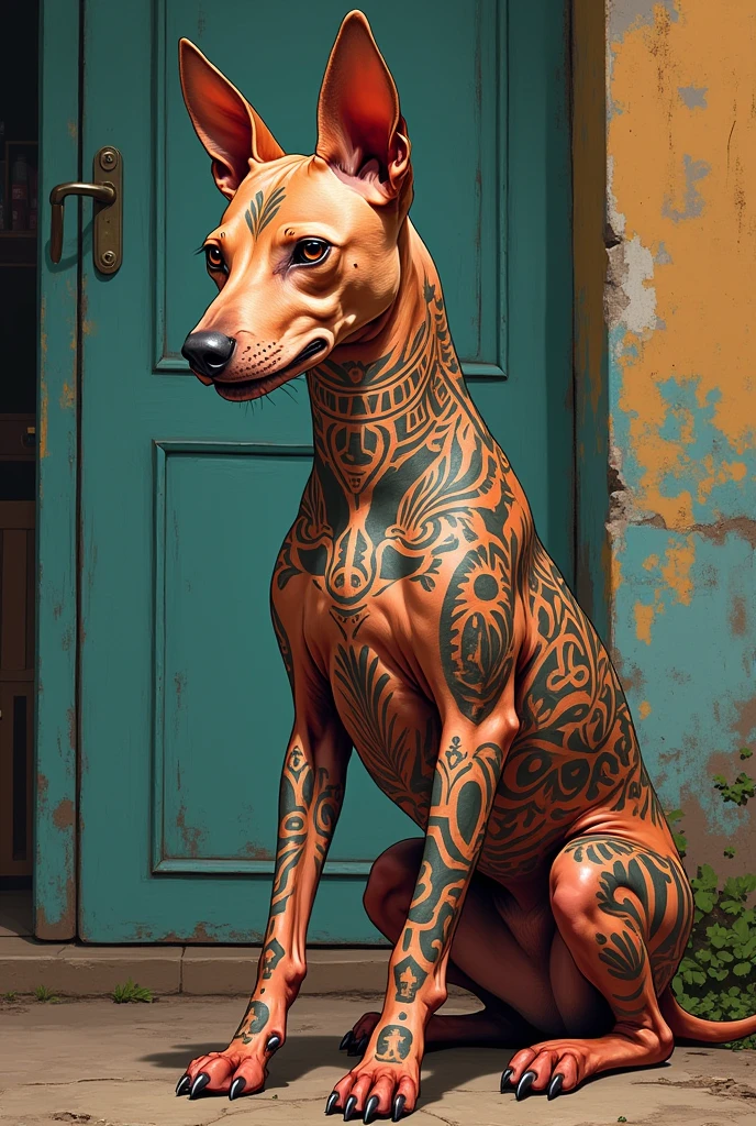 Tattooed Xoloescuincle illustration