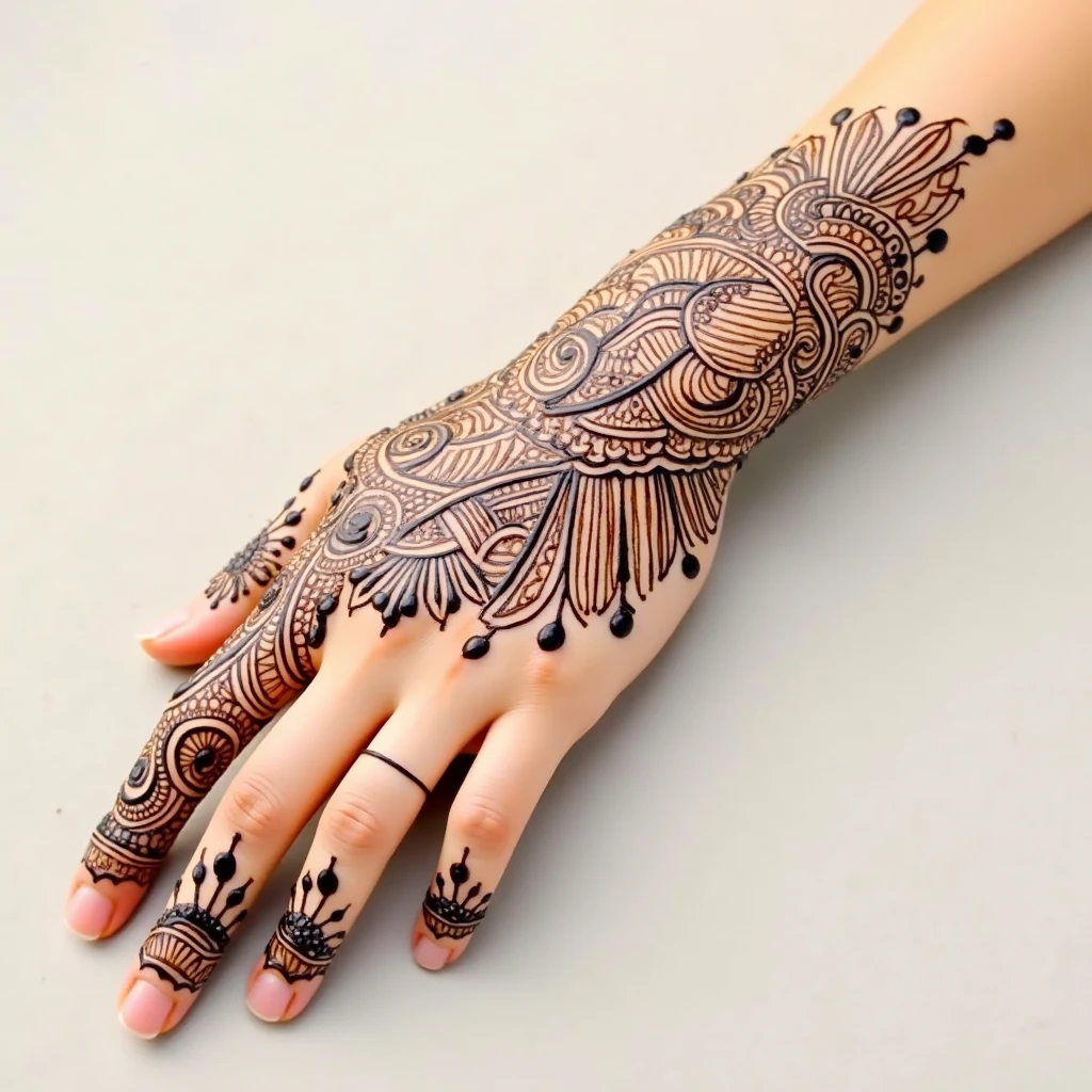 generate more Gol Tikki mehndi design on hand