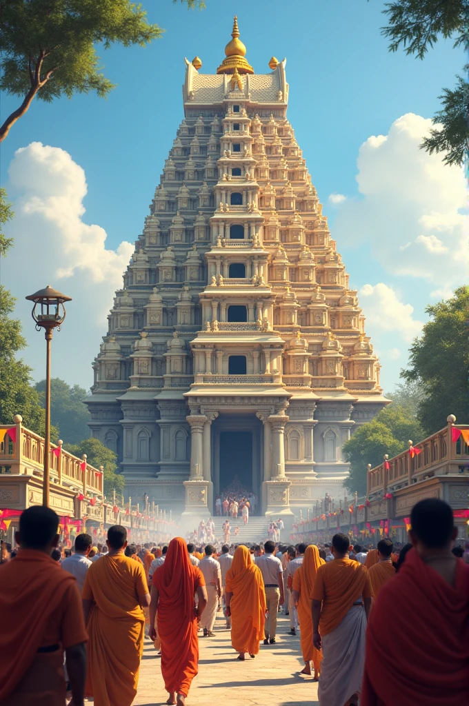 Rameshwaram temple with people