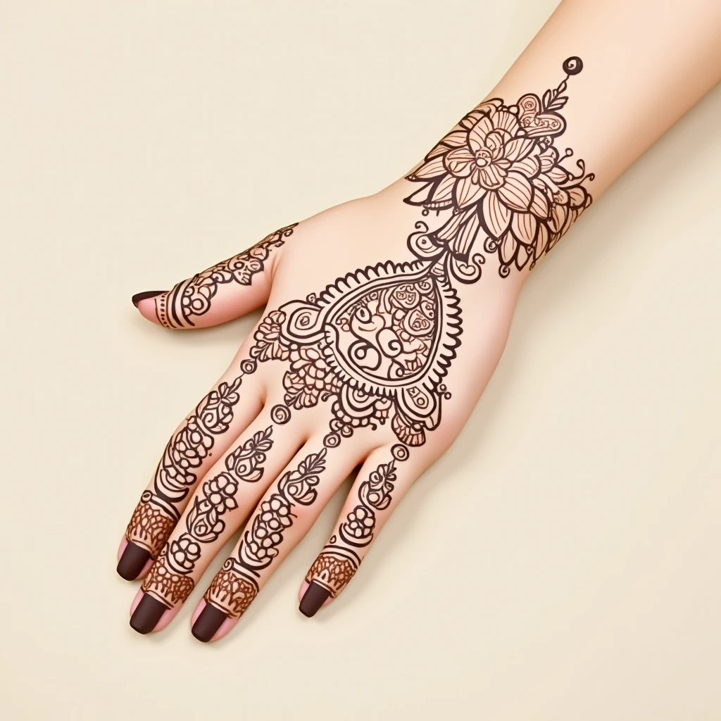 generate more Traditional mehndi design on hand