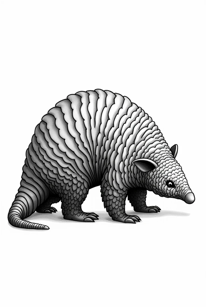Black and white pangolin,Hand-drawn style,No background