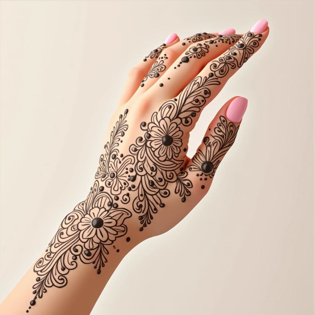 generate more Traditional mehndi design on hand